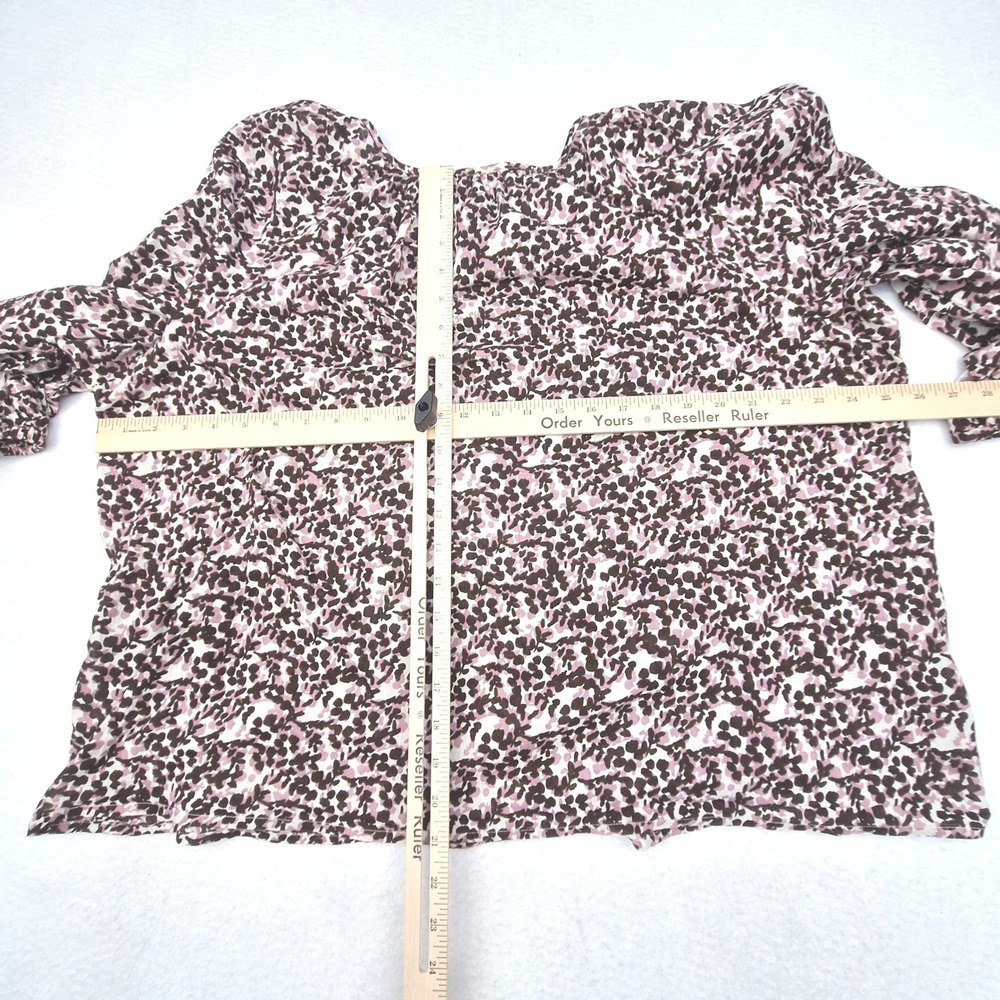 Gap Blouse Womens XXL Pink Abstract 3/4 Sleeve Cotton Button Front Top Relaxed - Picture 4 of 7